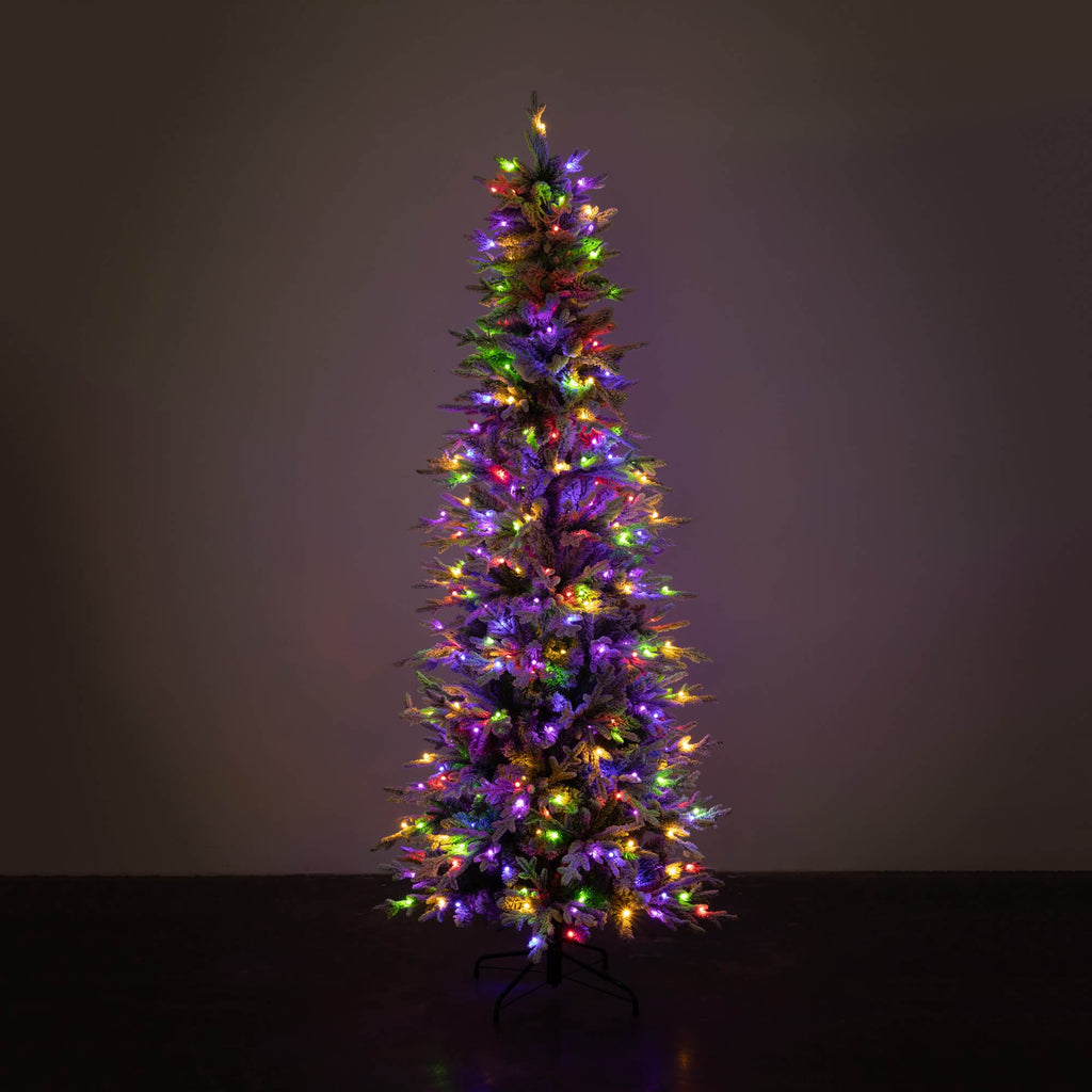 7' Lit Slim Flocked Xmas Tree 