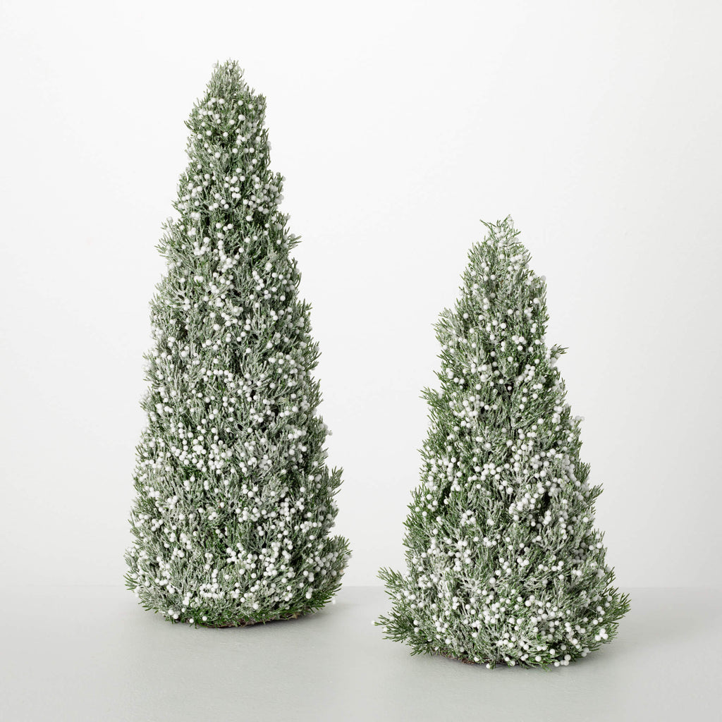 White Berry Frosted Tree Set 2