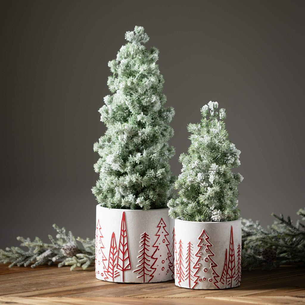 Flocked Pine Tree Set         