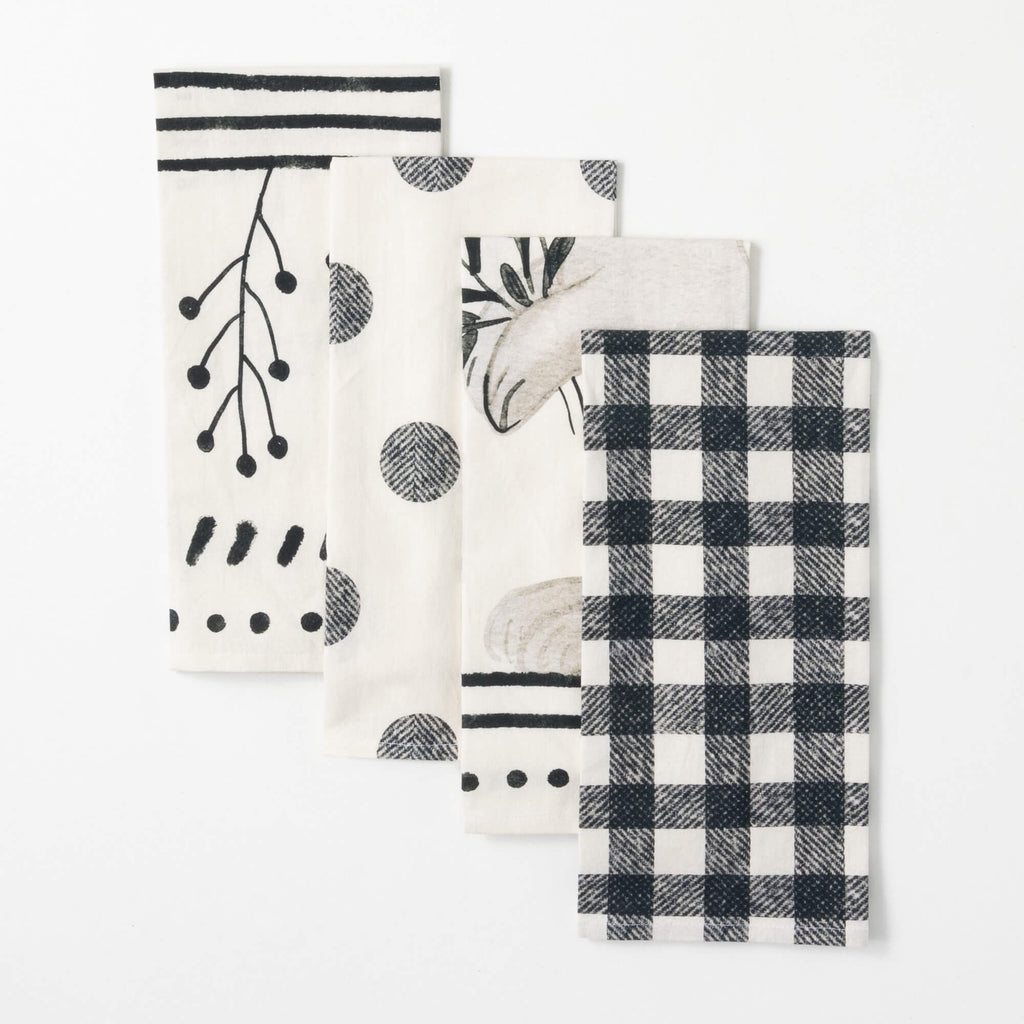 Black White Print Tea Towels  