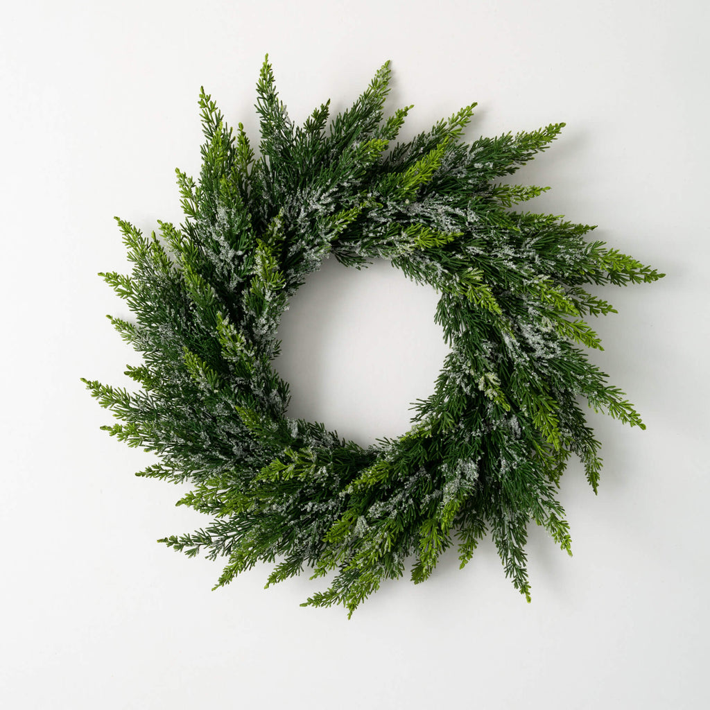 Frosted Green Cedar Wreath    