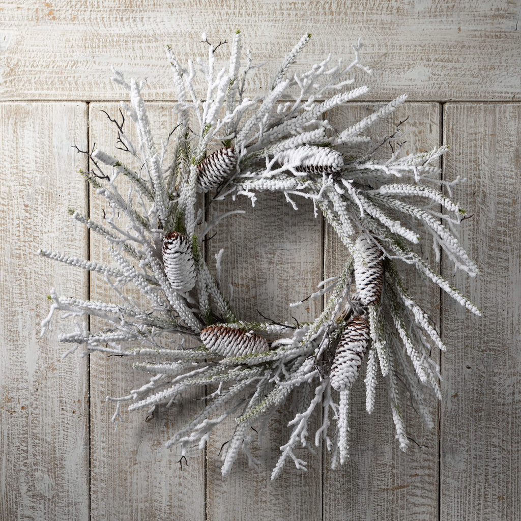 Flocked Pine Twig Wreath      