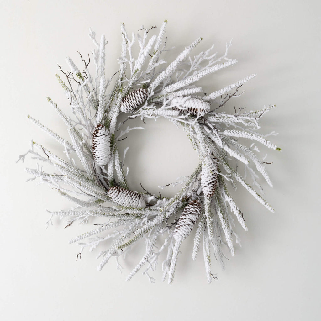 Flocked Pine Twig Wreath      