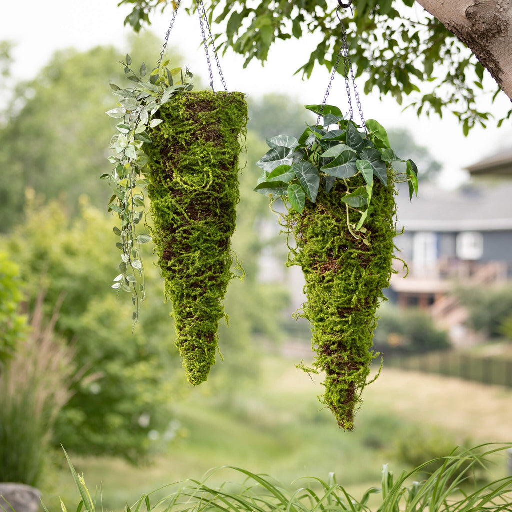 Moss Hanging Cone Basket Set  