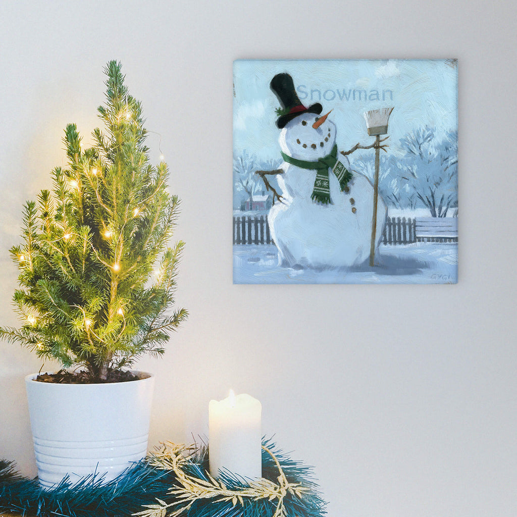 Snowman With Broom Giclee Wall