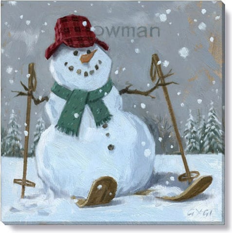 Snowman On Skis Giclee Art    