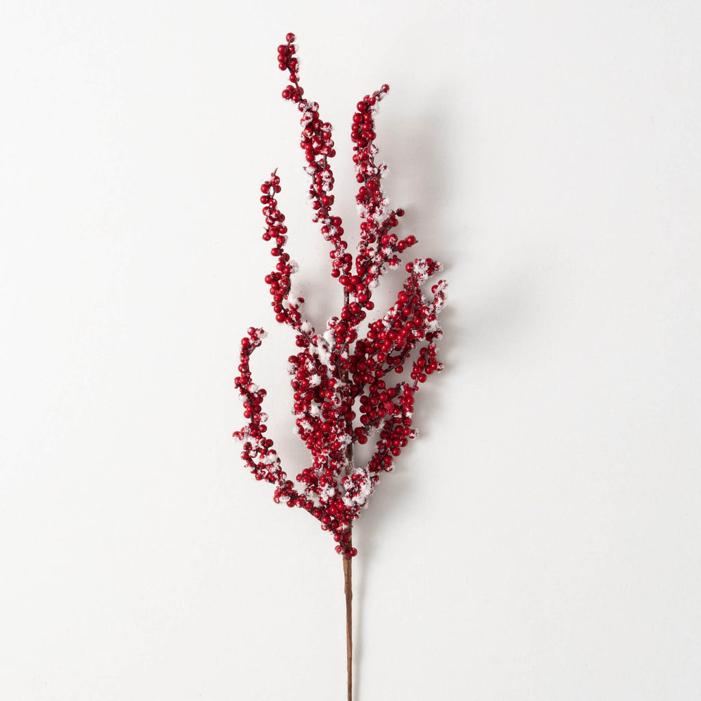 Frosted Red Berry & Twig Stem 
