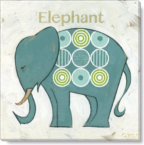 Teal Circles Elephant Giclee  