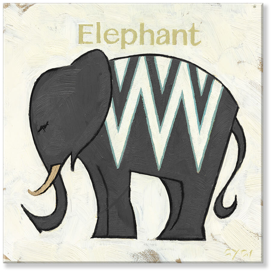 Zigzag Elephant Silhouette Art