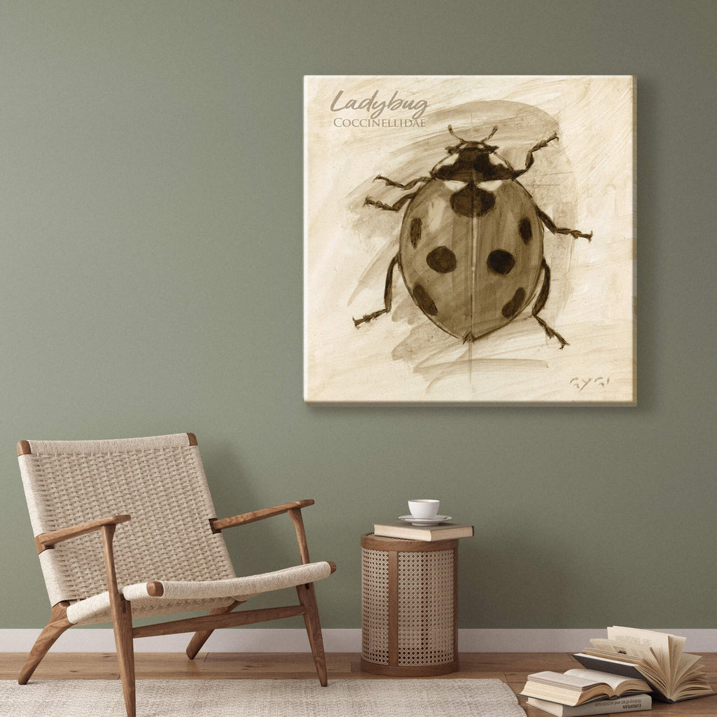 Sepia Ladybug Canvas Art      