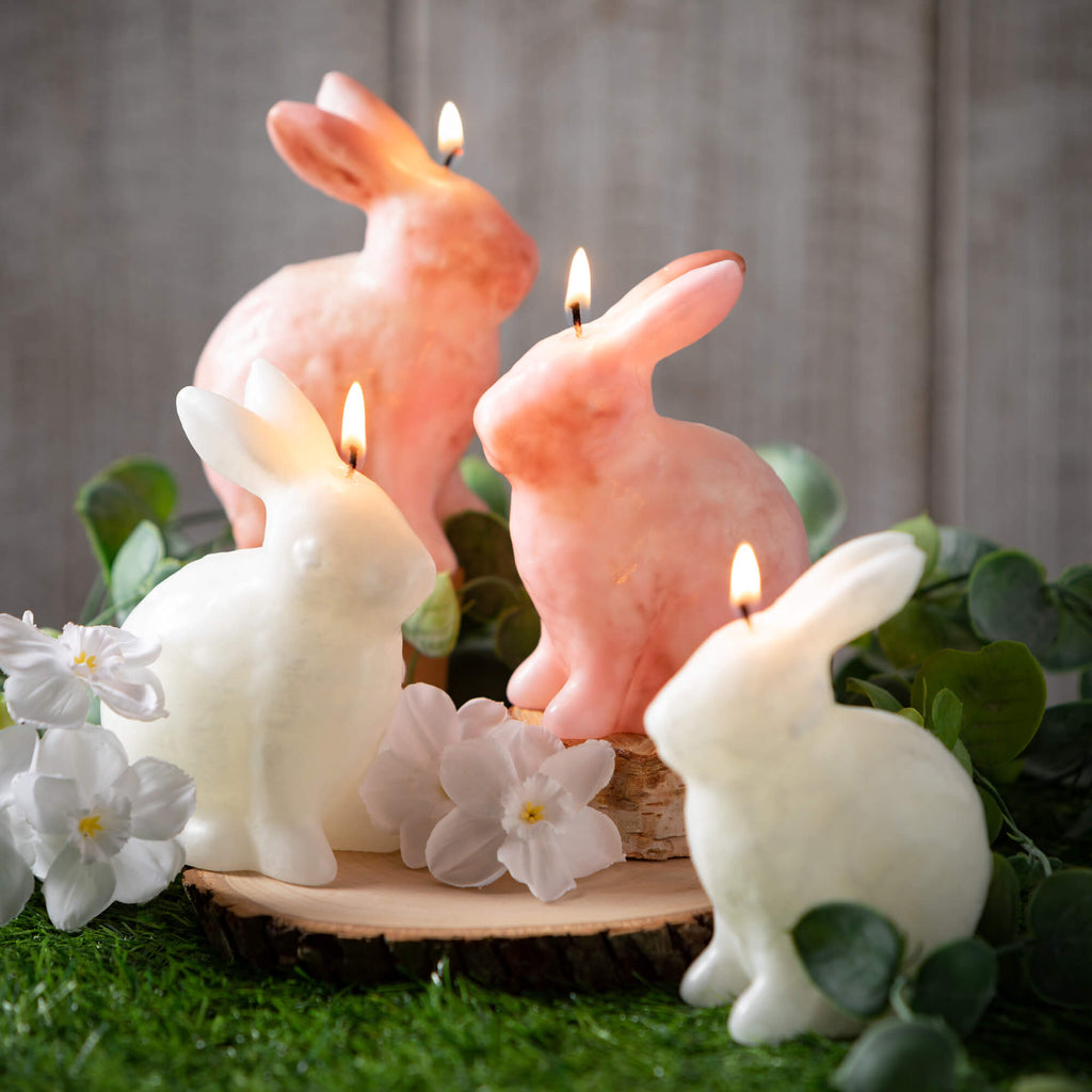 White Bunny Candle Set Of 2   