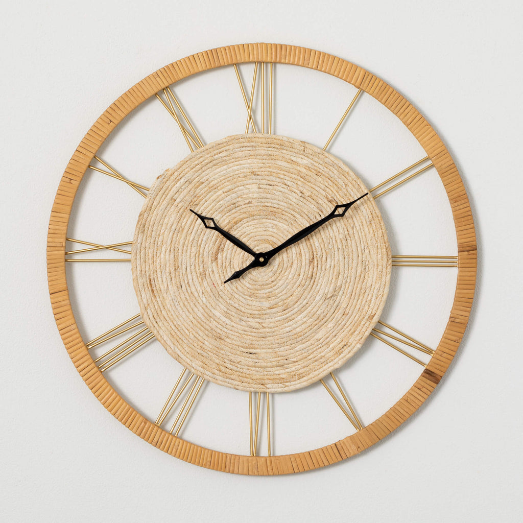 Woven Face Wood Wall Clock    