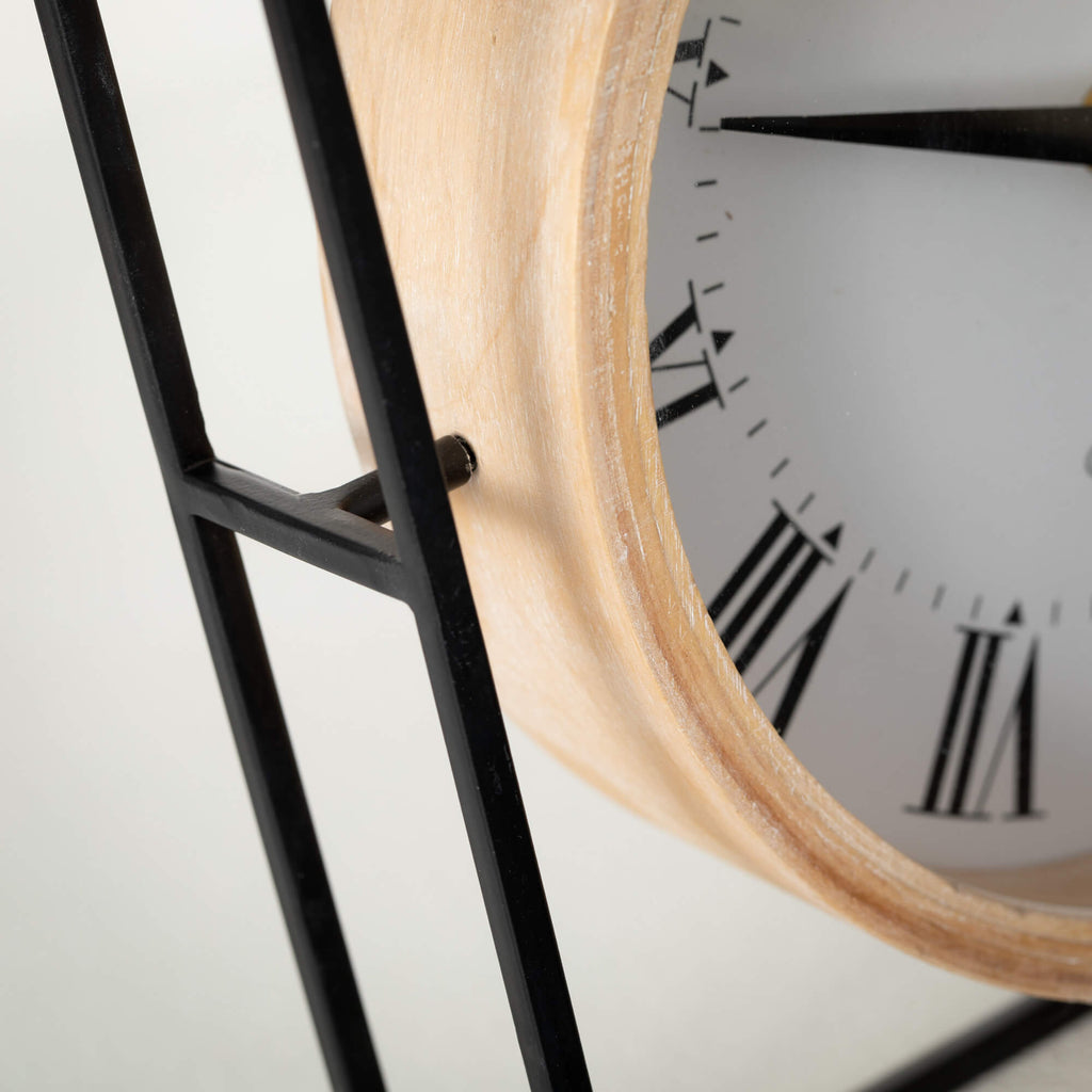 Wood & Metal Framed Desk Clock
