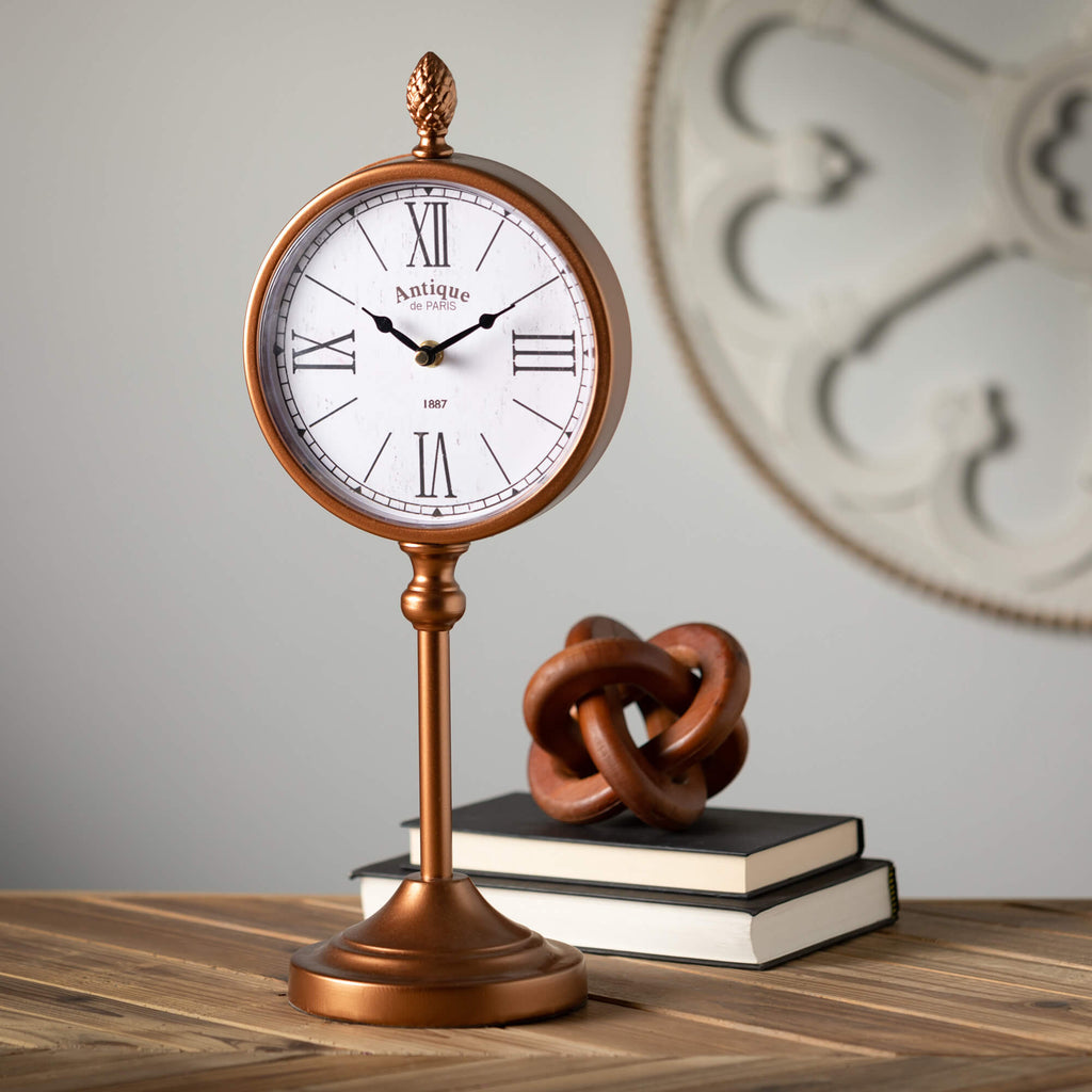Copper Pedestal Desk Clock    