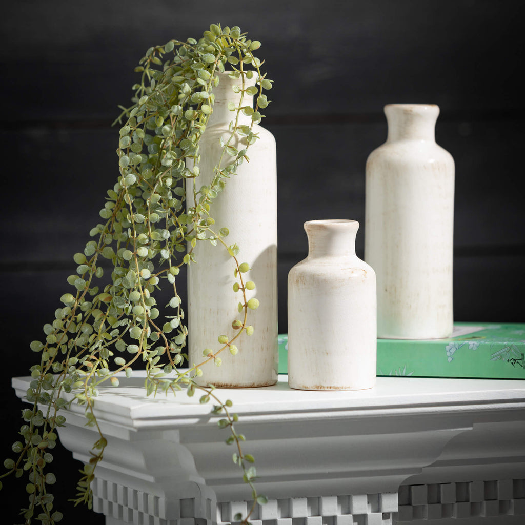 White Bottle Vase Set Of 3    