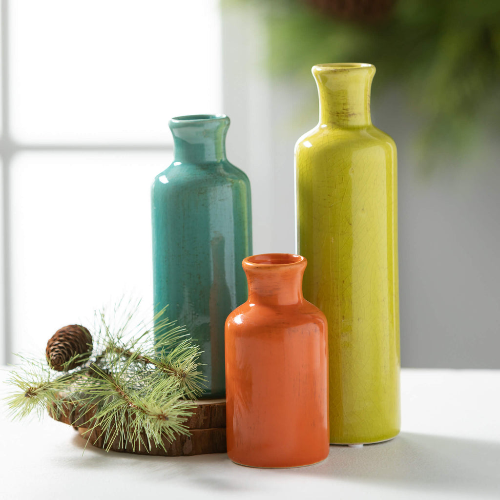 Colorful Bottle Vase Set Of 3 
