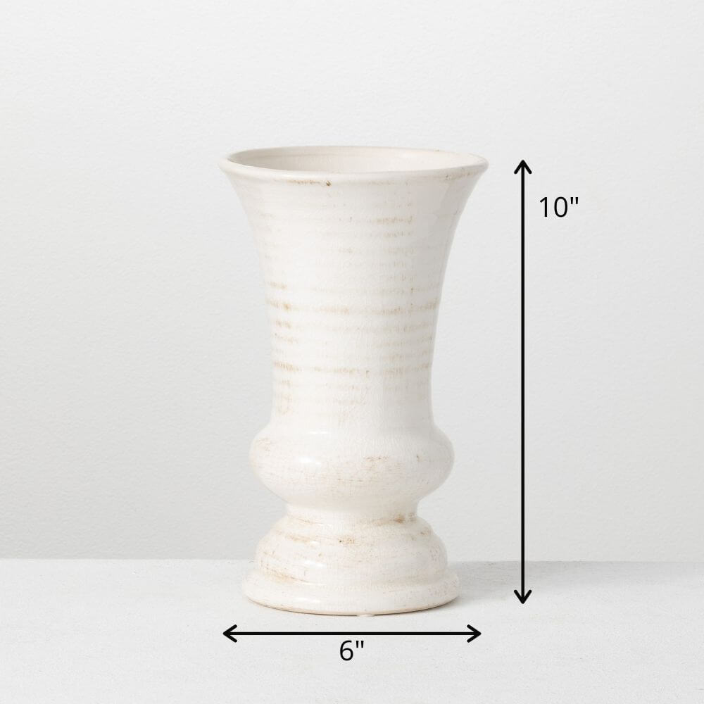 White Ceramic Farmhouse Urn   
