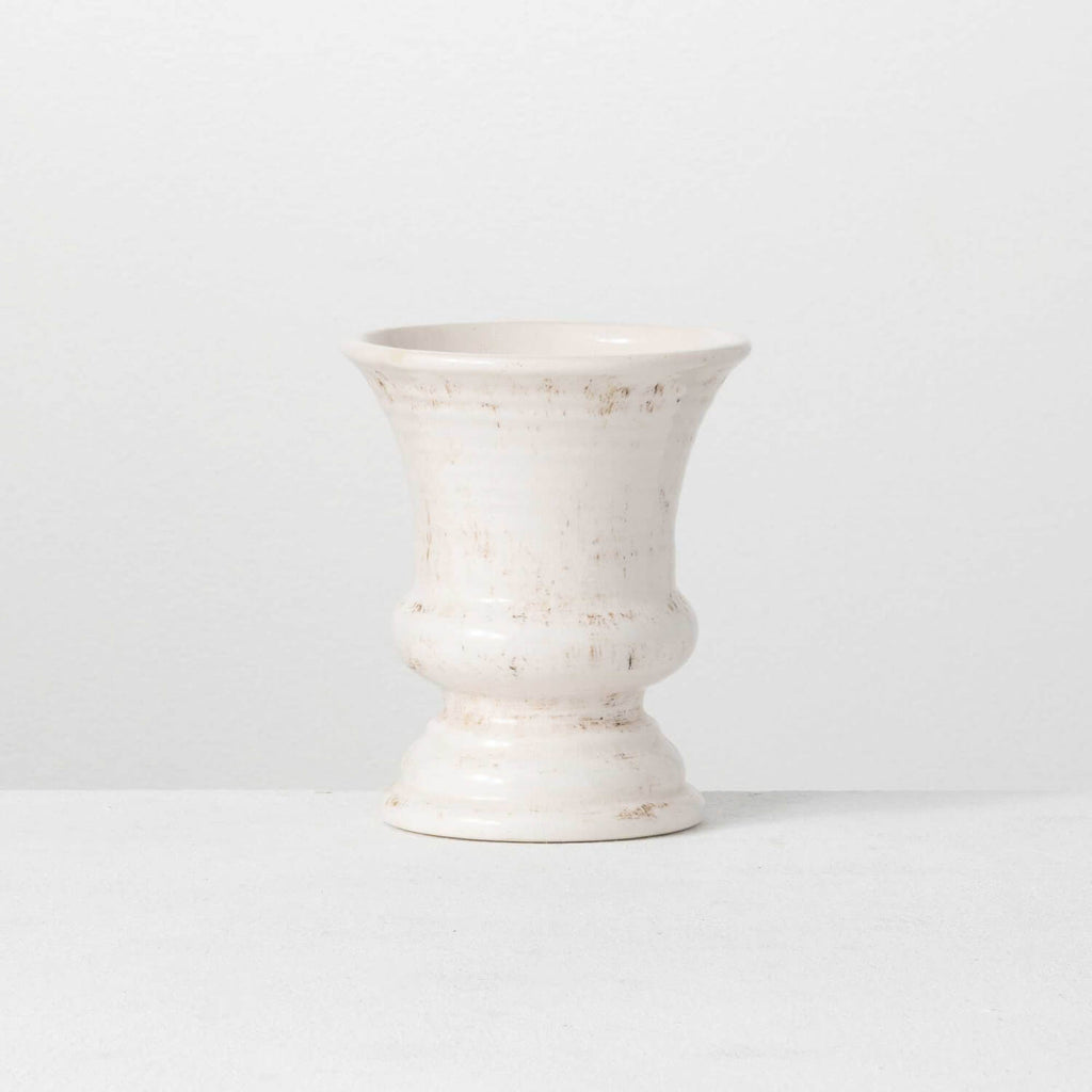 White Glazed Urn Planter      