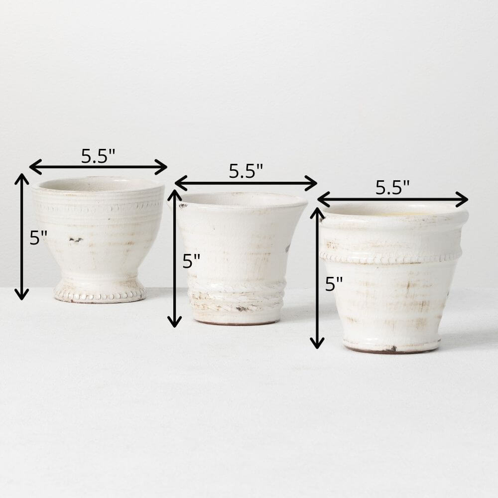 Glazed Ceramic Pot Set Of 3   