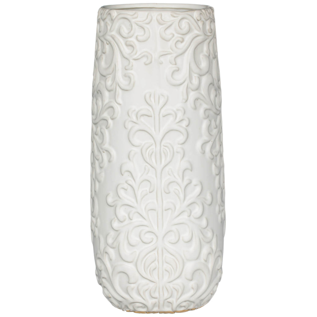 White Floral Printed Vase     
