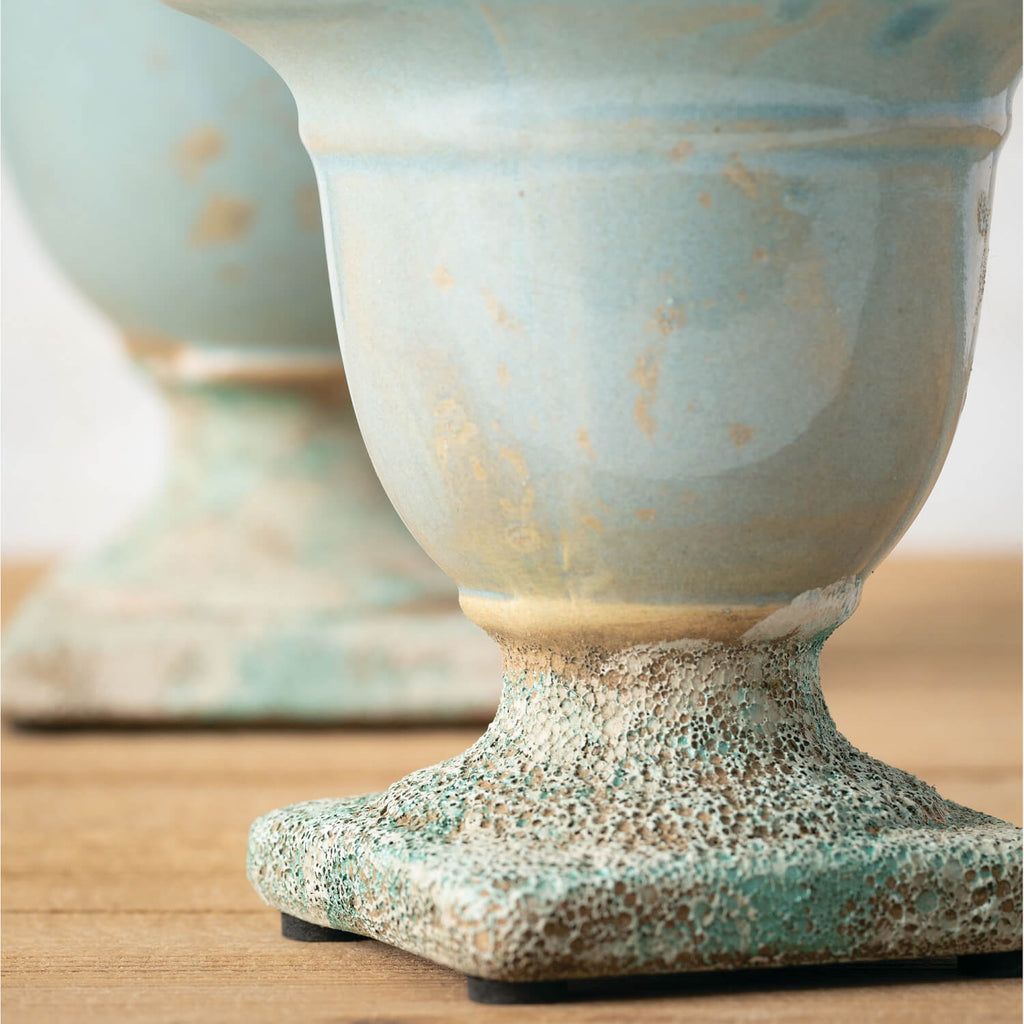 Aqua Blue Urn Pot Set Of 2    