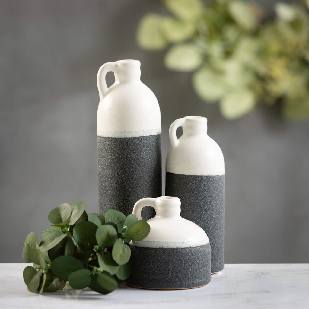 Two-Toned Jug Vase Set Of 3   