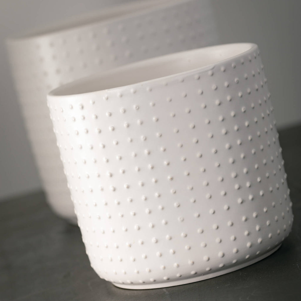 White Dotted Planter Set Of 2 
