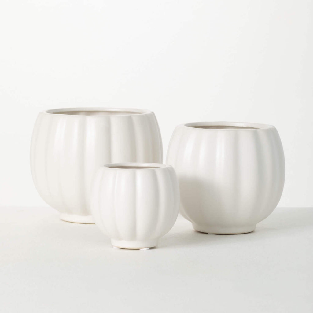 White Ribbed Container Set    