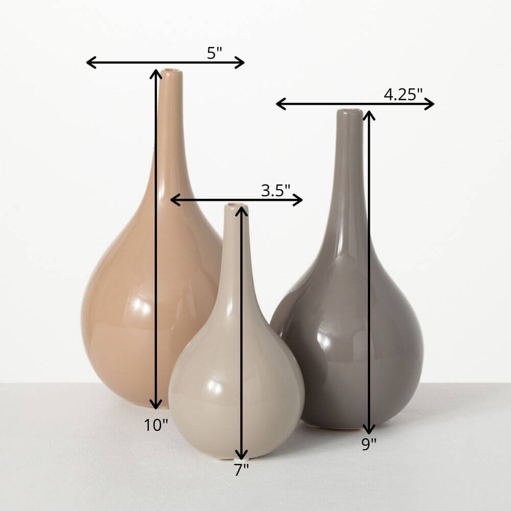 Warm Glossy Vase Set Of 3     