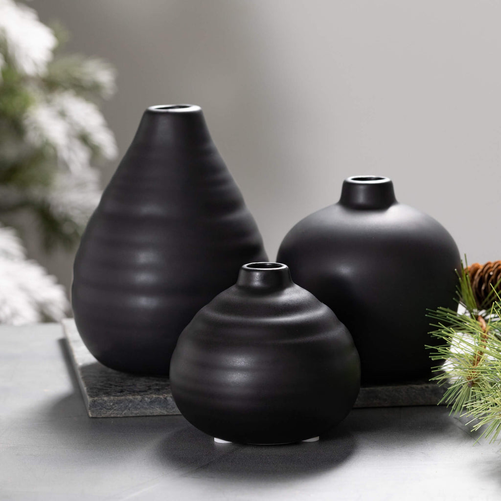 Ebony Compact Vase Set        