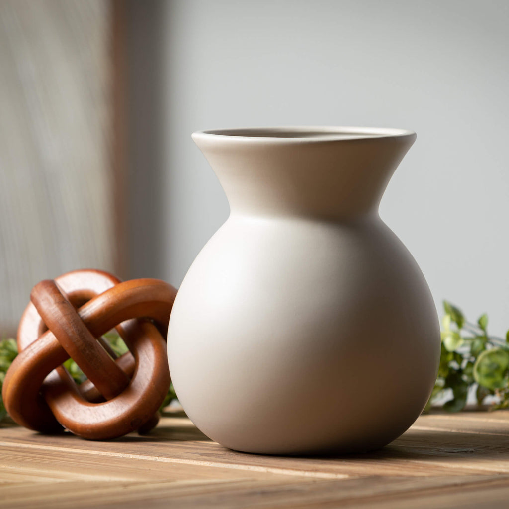 Matte Gray Hourglass Vase     