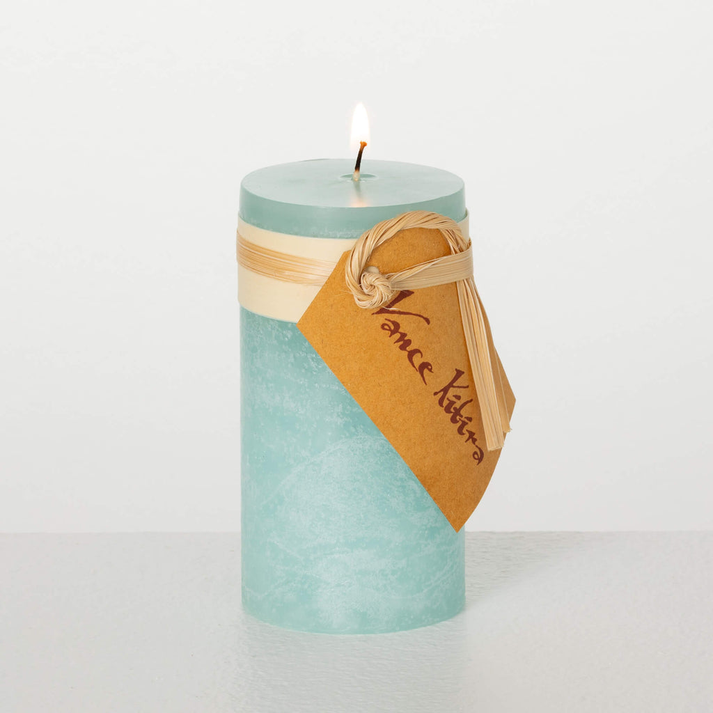Sea Foam Timber Pillar Candle 