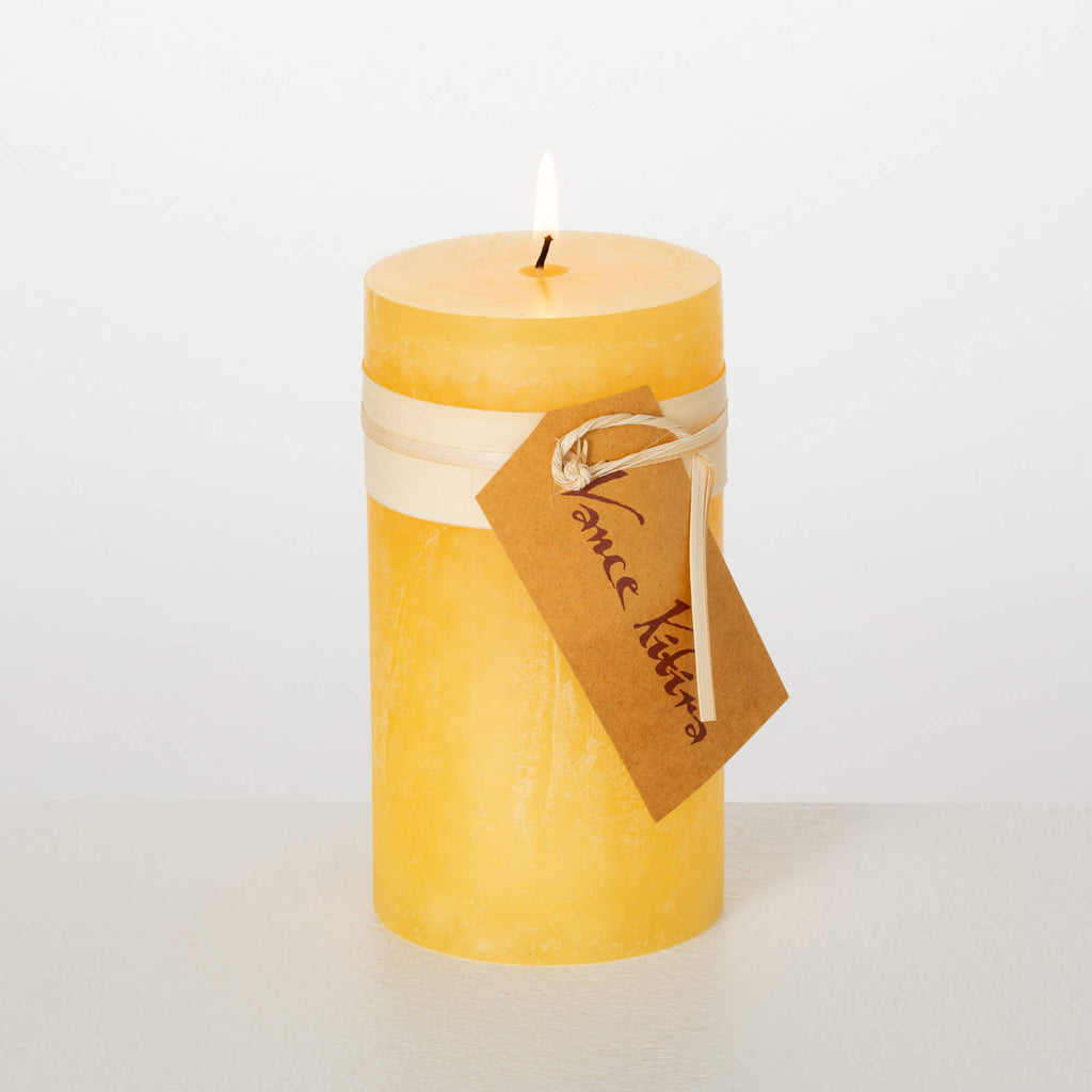 Yellow Timber Pillar Candle   