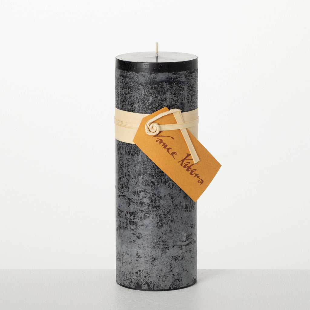 Distressed Black Pillar Candle