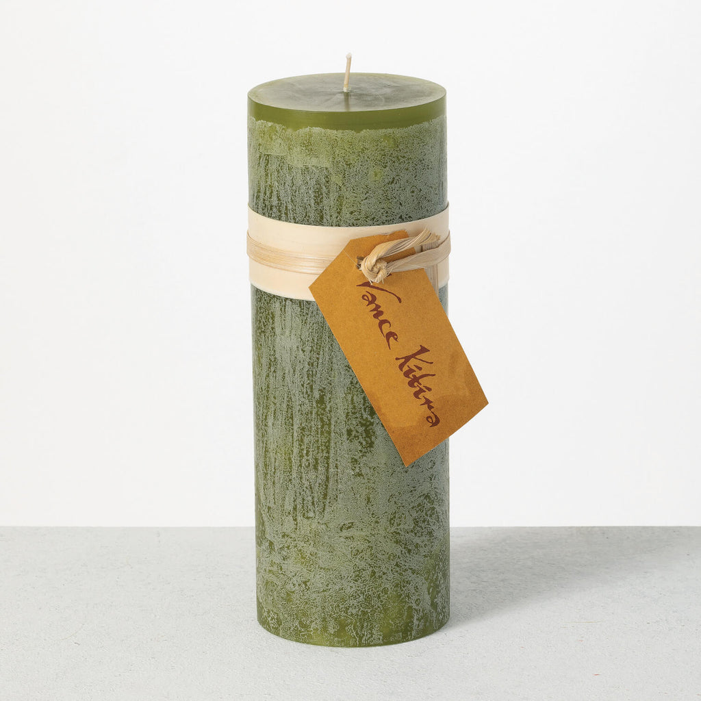 Green Timber Pillar Candle    