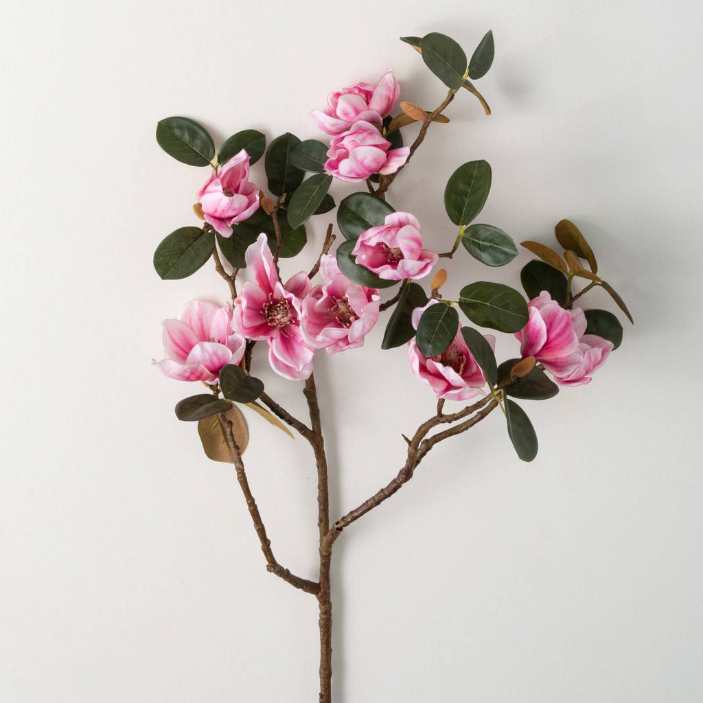 Faux Pink Magnolia Stem       