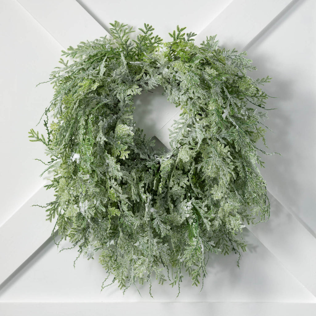 Full Frosted Fern Wreath      