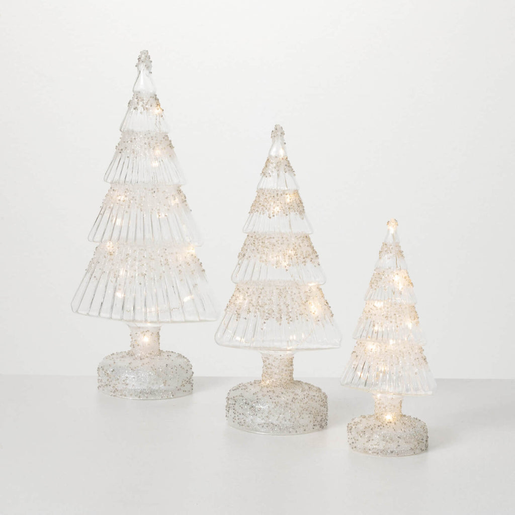 Frosted Led Glass Tree Set 3  