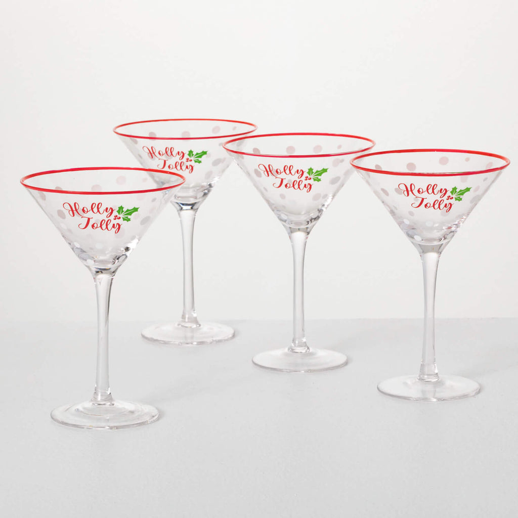 Holly Martini Glass Set       