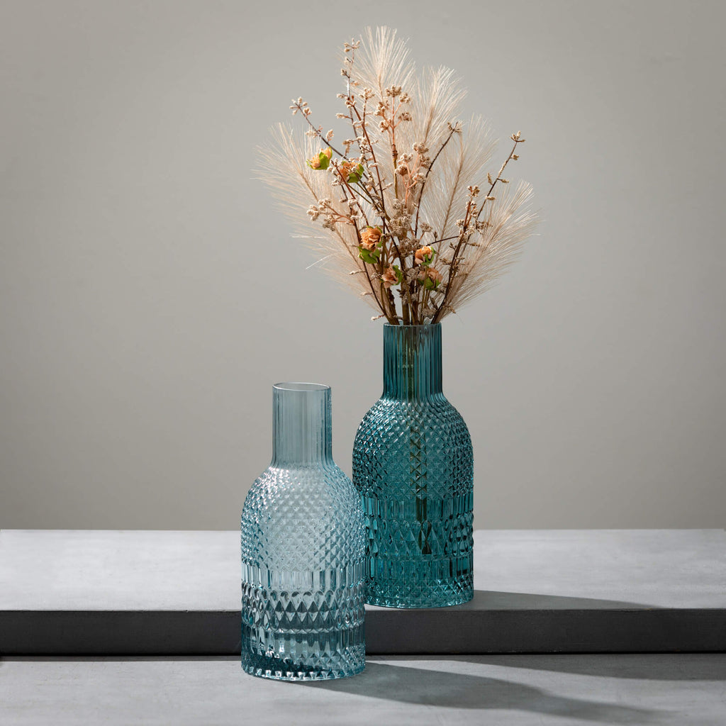 Turquoise Faceted Bottle Vases