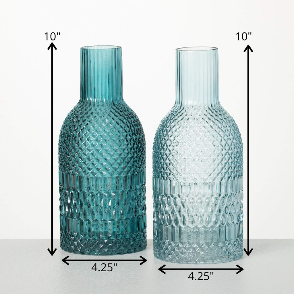 Turquoise Faceted Bottle Vases