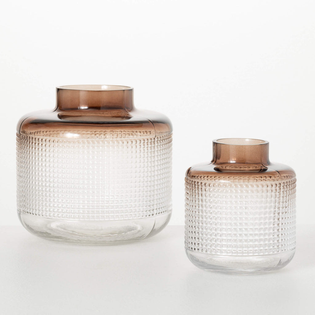 Retro Brown Glass Vase Set    