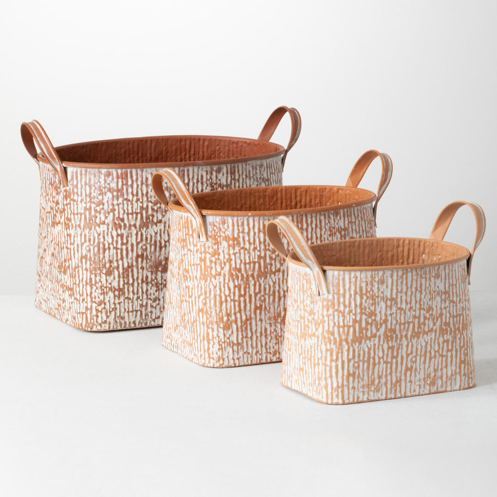 Speckled Iron Planter Set Of 3