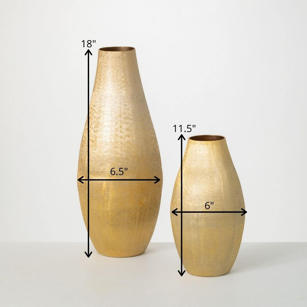 Lustrous Brushed Gold Vase Set