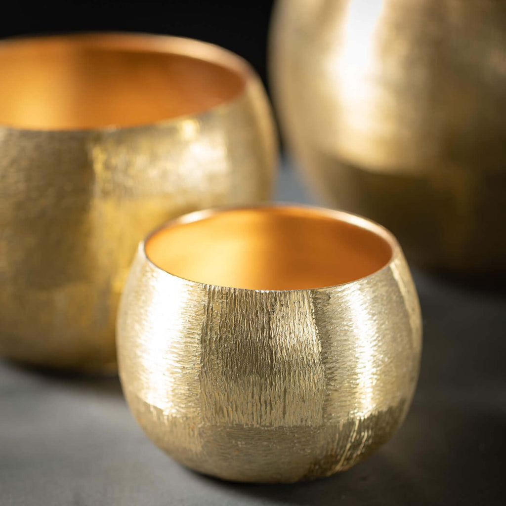 Lustrous Brushed Gold Pots    