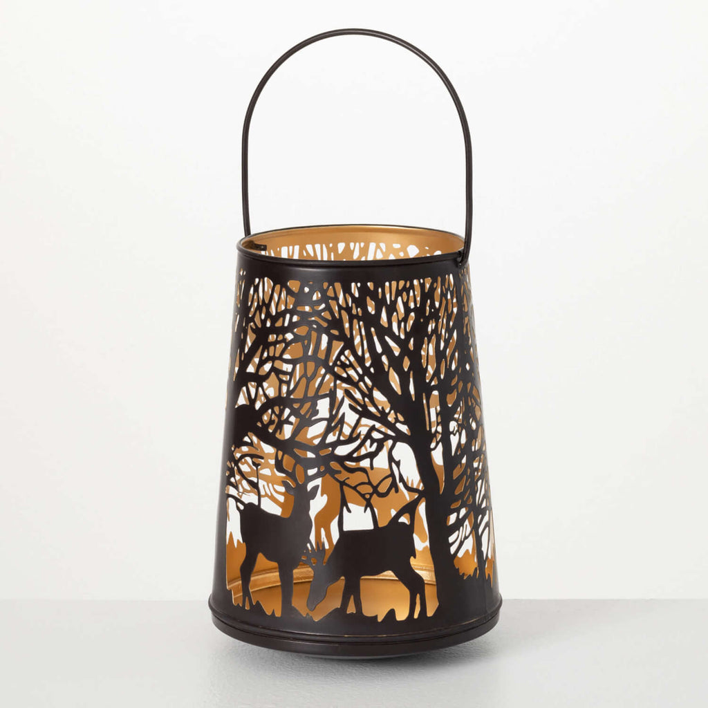 Brown Metal Deer Lantern      