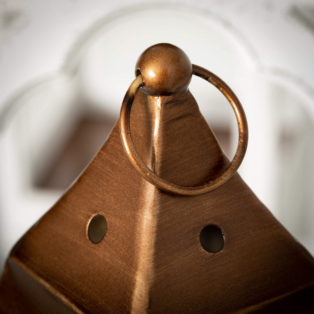 Bronze Topped Wood Lantern Set