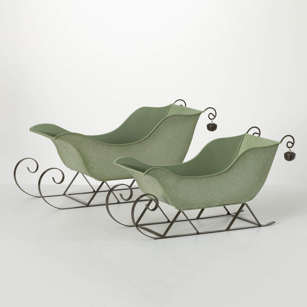 Frosted Green Sleigh Set      