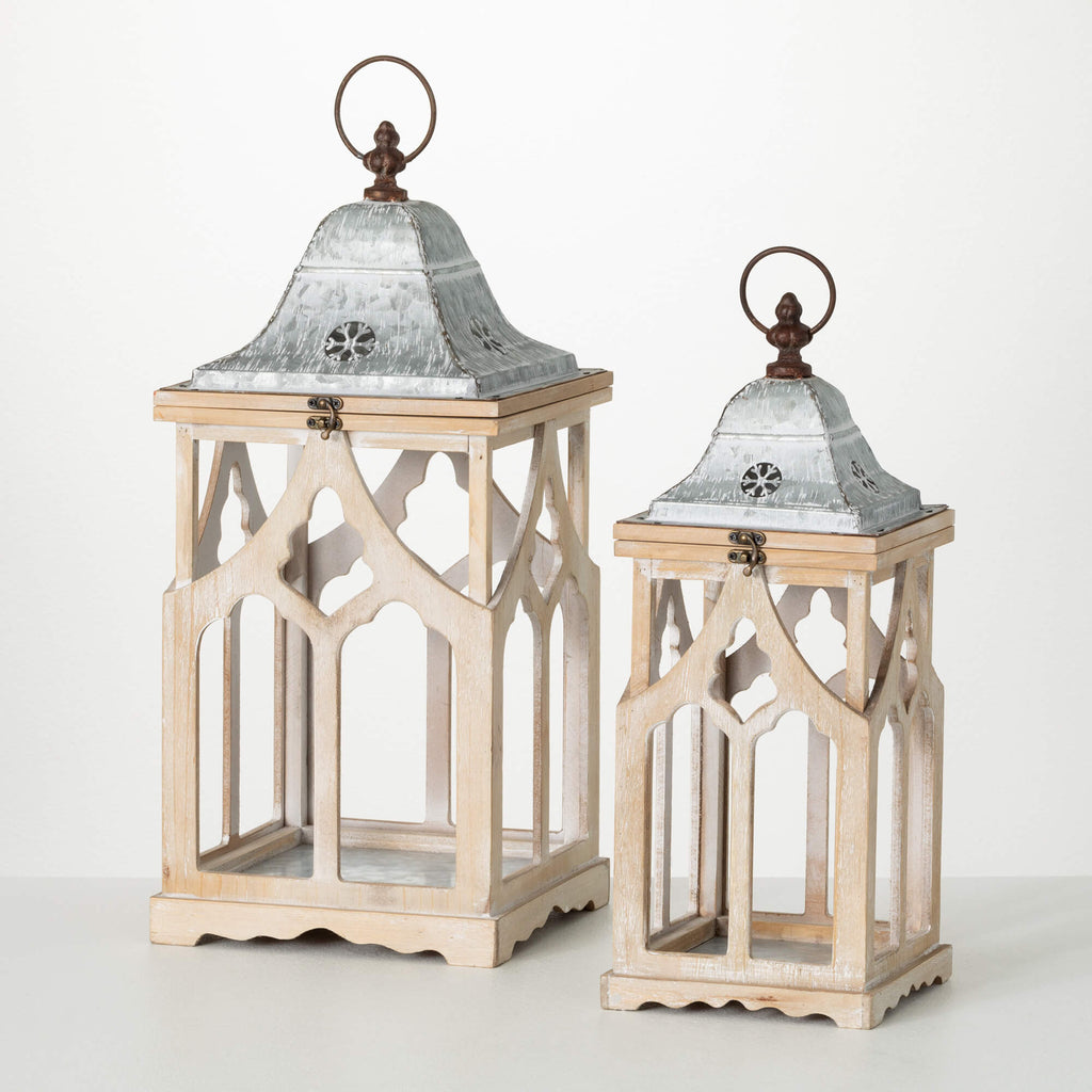 Vintage Wooden Lantern Set    
