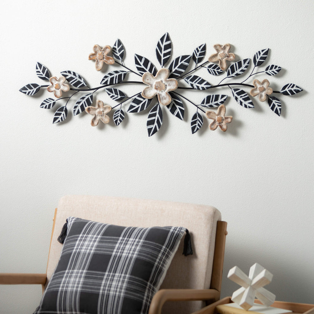 Metal & Wood Flower Wall Art  
